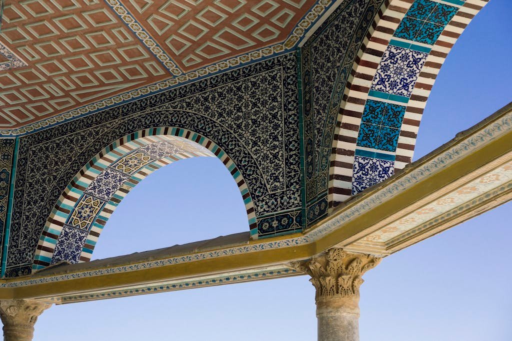 A stunning example of Islamic architectural design showcasing detail and ornate patterns in Jerusalem.